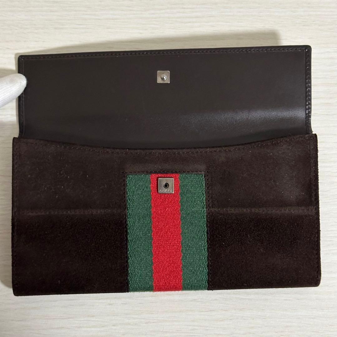 箱付き✨GUCCI グッチ シェリーライン スエード レザー 長財布 Wホック