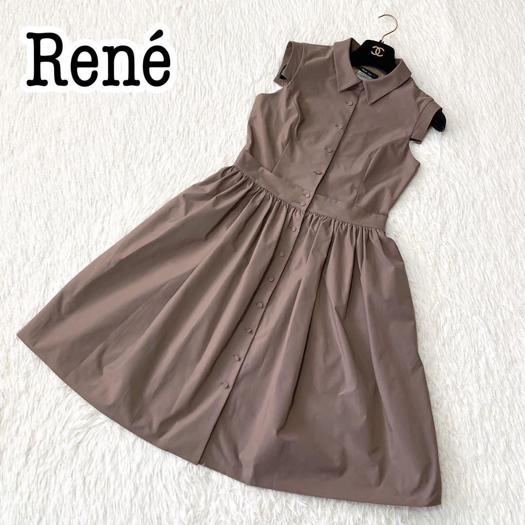 【大人気✨】ルネ rene シャツワンピース ノースリーブ フレア S Aライン