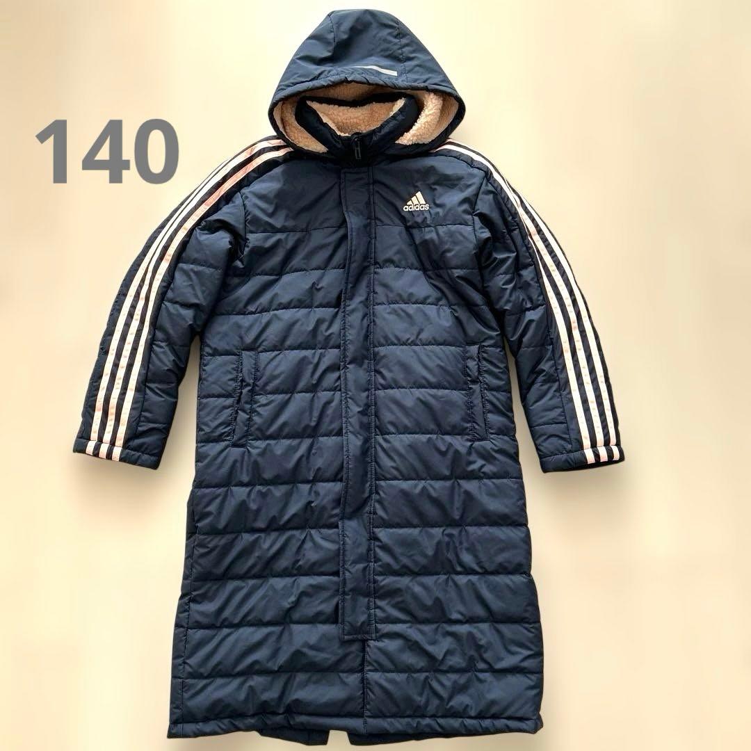 美品】adidas ベンチコート ネイビーピンク 140 - メルカリ