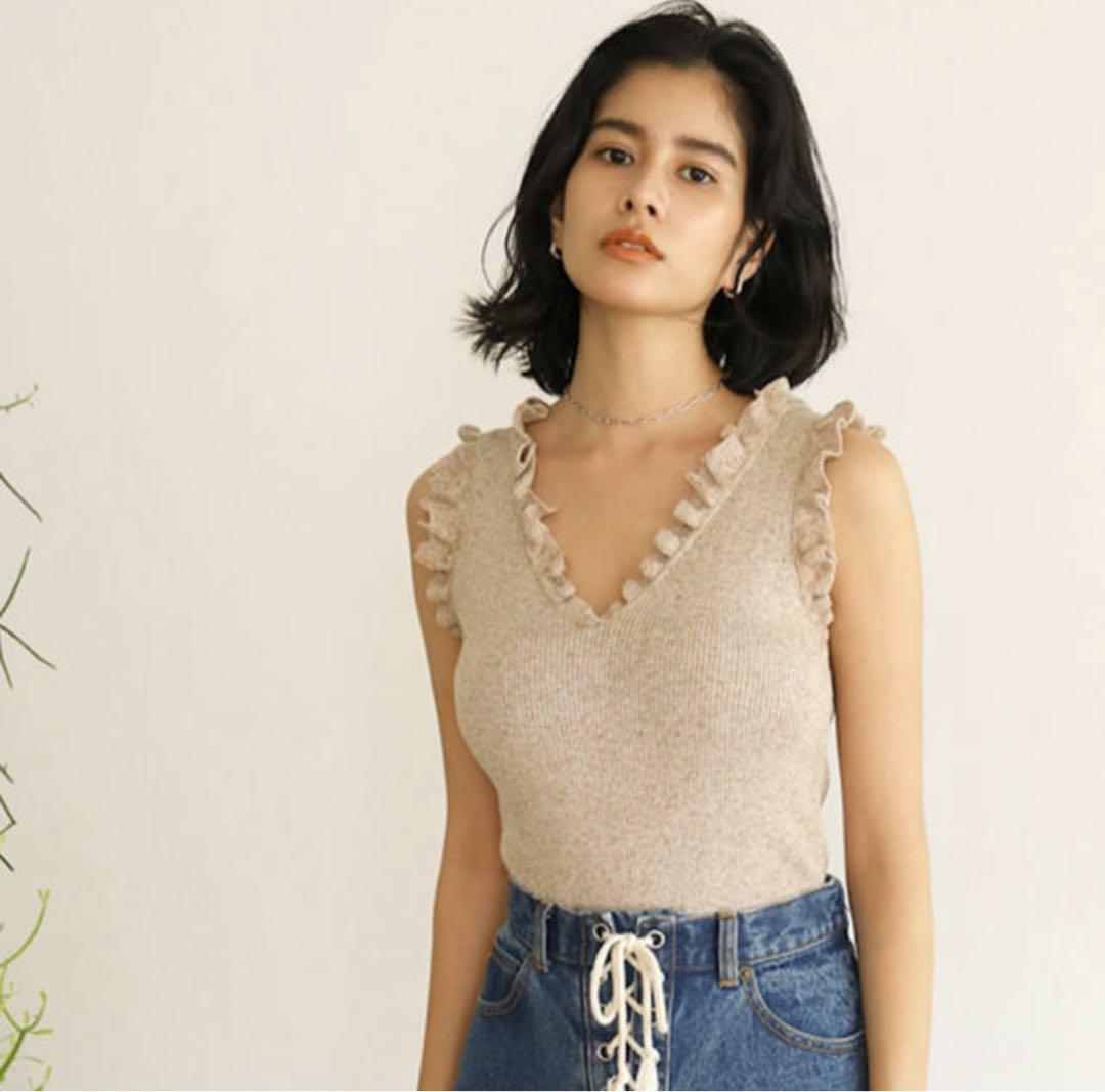 SeaRoomlynn LINENコンビフリルBODYスーツ ベージュ 新品