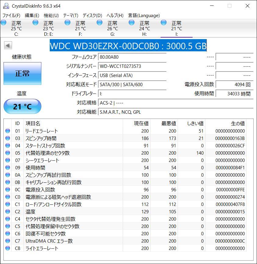 WDC WD30EZRX-00DC0B0 3000.5 GB WDC WD30EZRX-00DC0B0 3000.5 GB