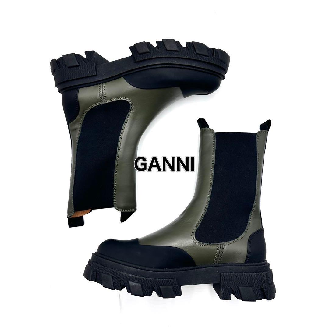 41 25cm GANNI ガニー レザー サイドゴアブーツ チェルシーブーツ