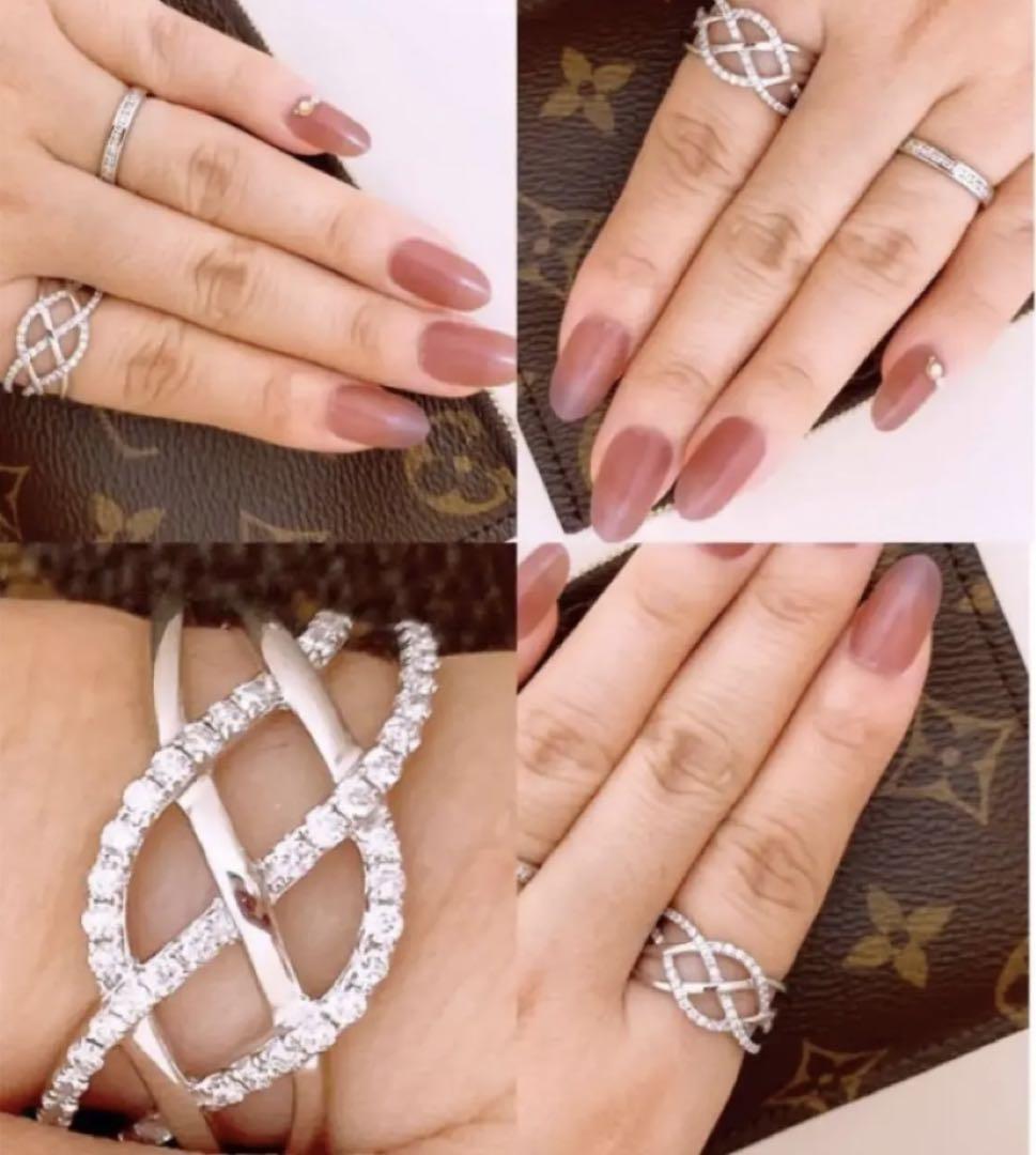 上質❣️4連風❗️D0.43CT✨k18ダイヤモンドリング　k18リング透かし柄
