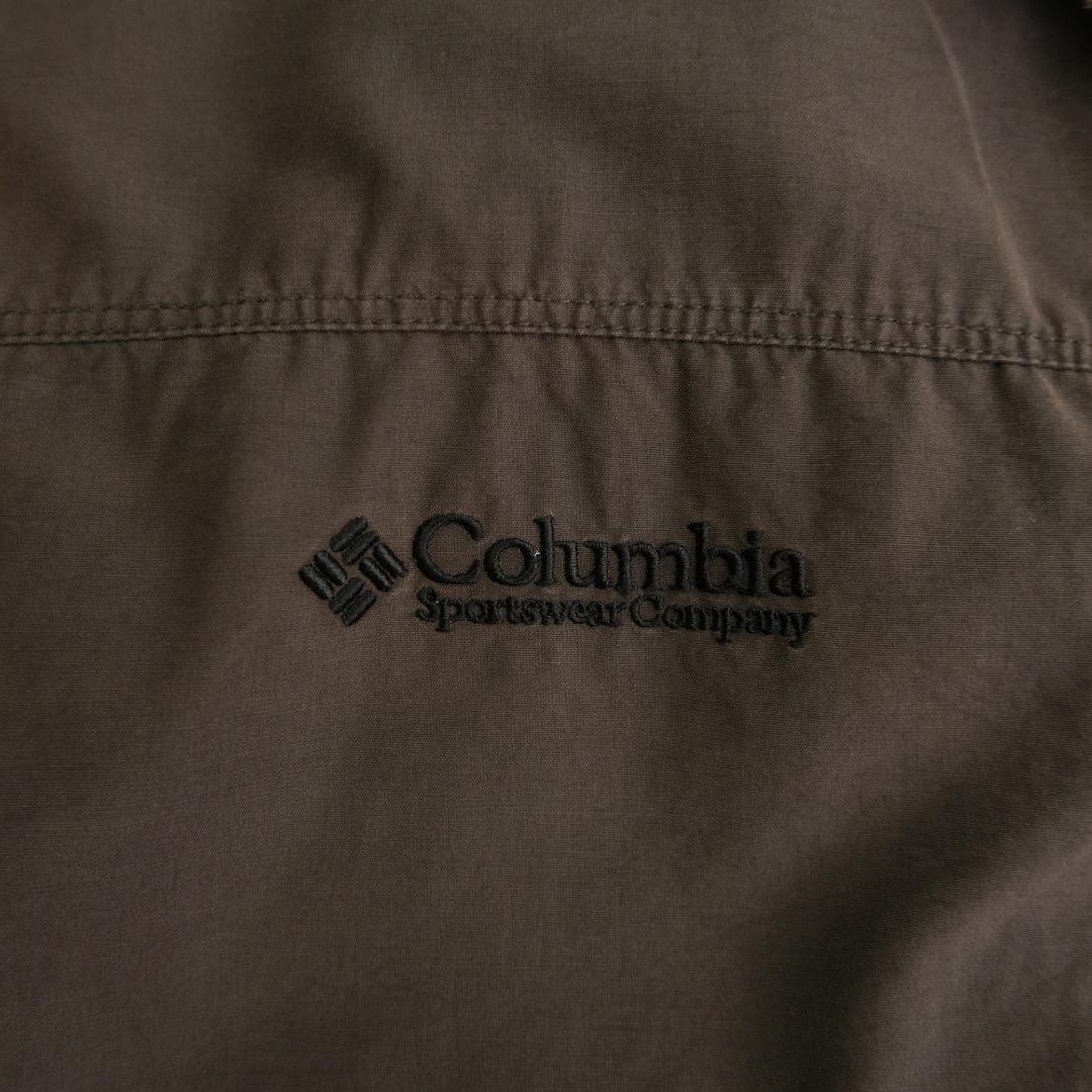 コロンビア　00s 刺繍ロゴ　ジップアップショートブルゾン 茶　XL 古着