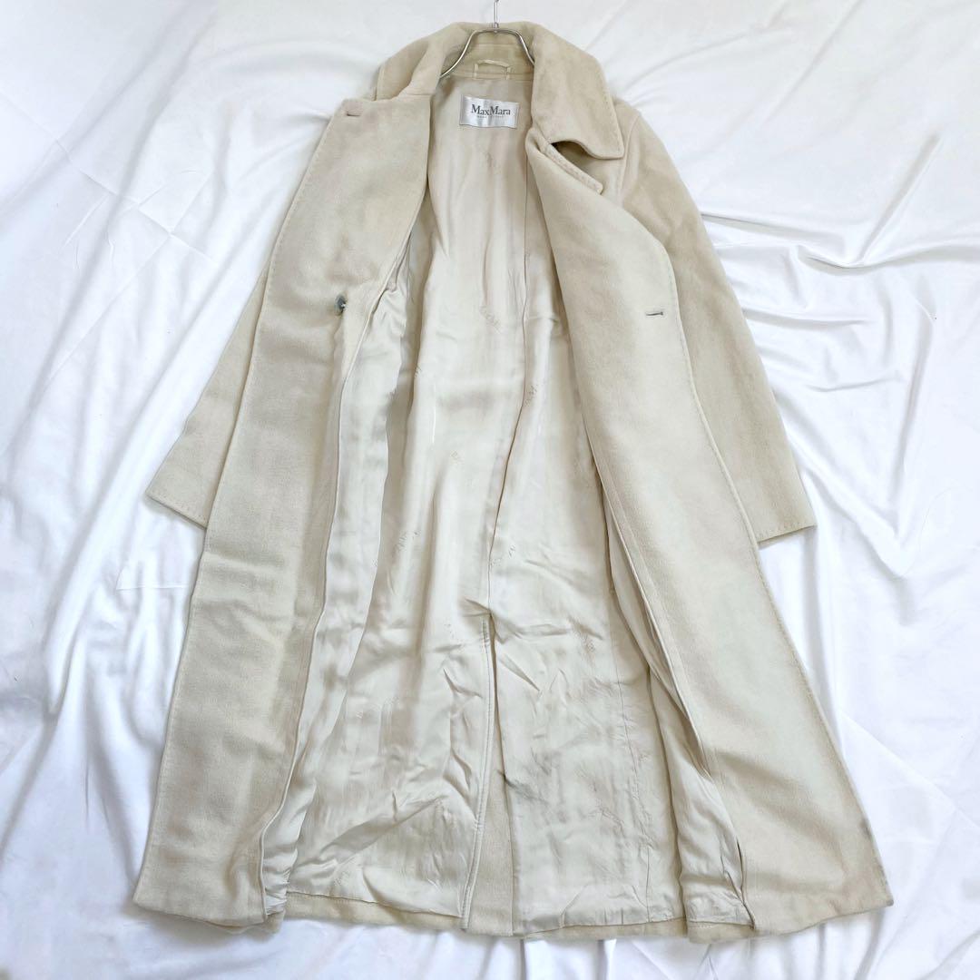 即日発送　美品　MAXMARA 白タグ　ベルテッドコート　ロング　カシミヤ混
