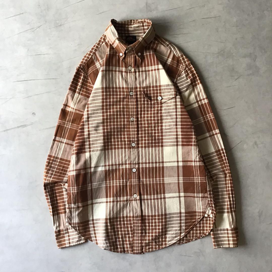 LLBEAN エルエルビーン　シャツ　チェック　ブラウン　ベージュ