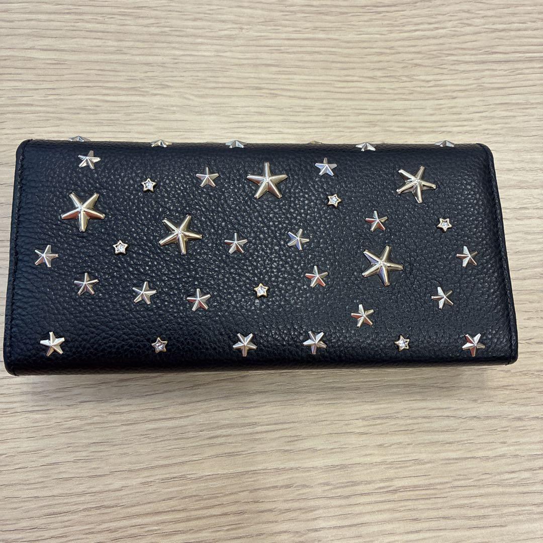JIMMY CHOO ブラックレザー 長財布 星型スタッズ - メルカリ