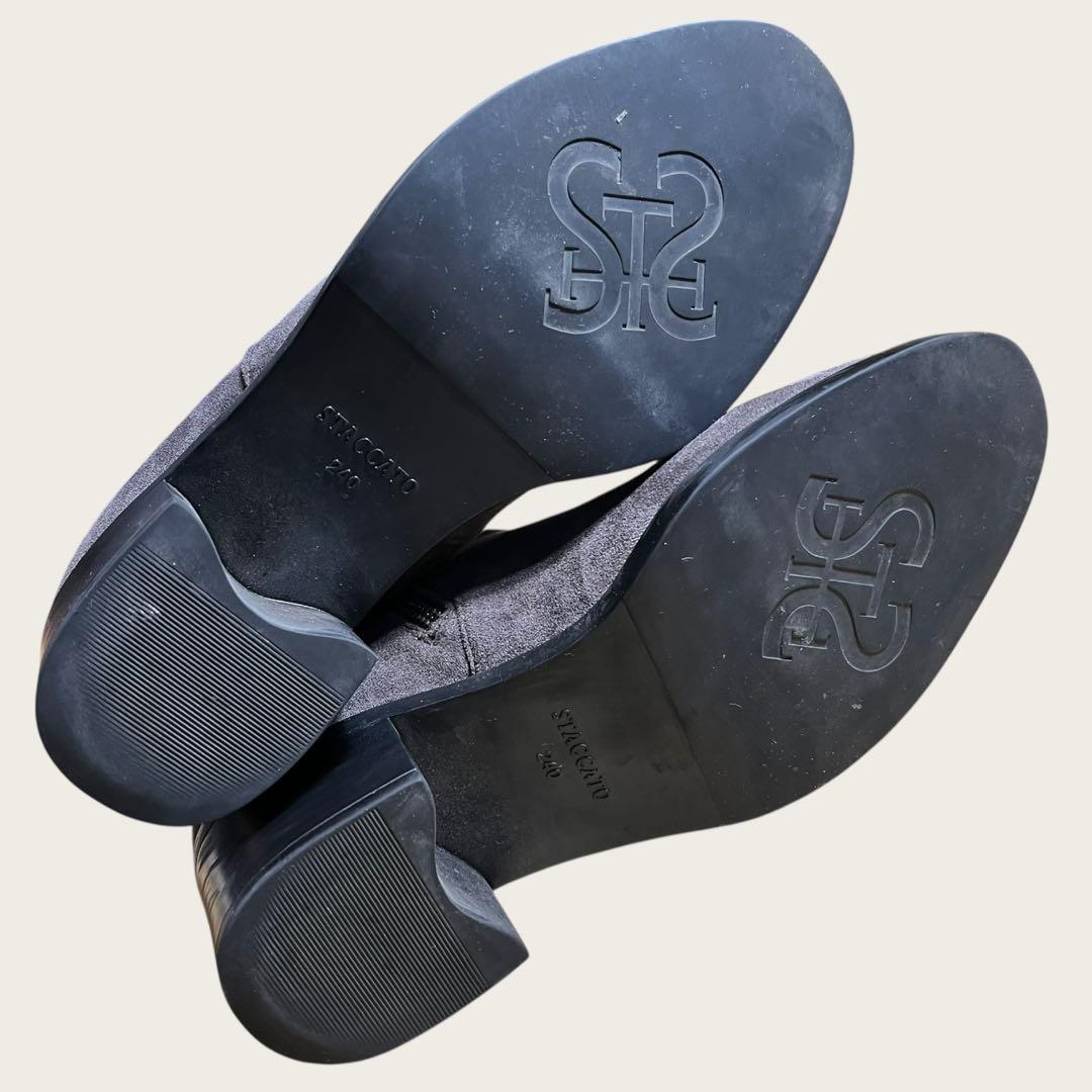 STACCATO スエード異素材 ニーハイブーツ 24cm グレー STACCATO スエード異素材 ニーハイブーツ 24cm グレー