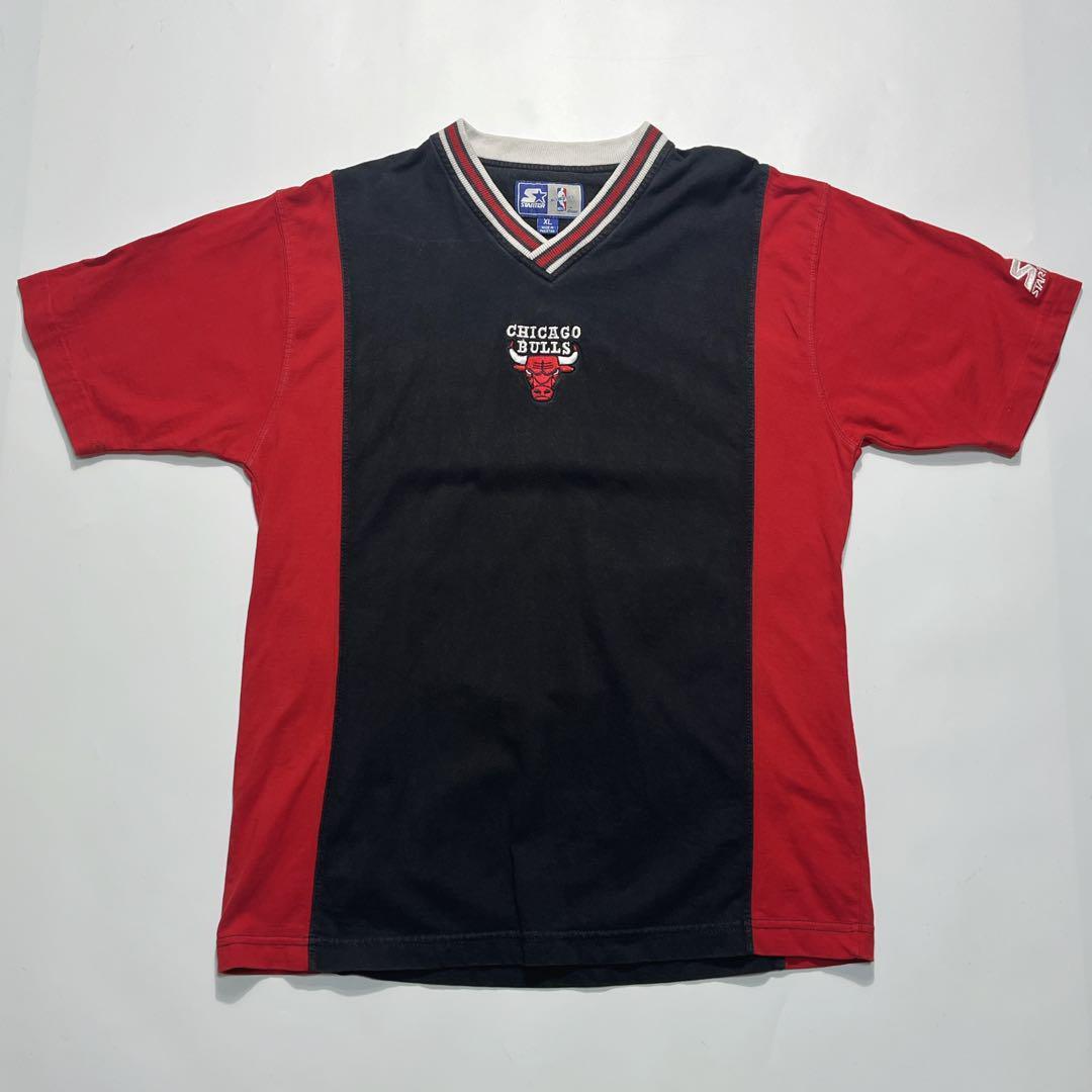 90s スターター NBA シカゴブルズ ビンテージT 黒赤 XL 6683