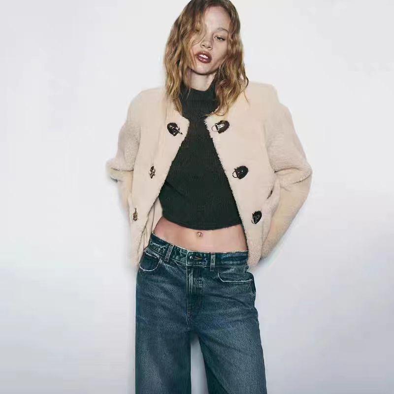 ZARA フェイクボアジャケット ロブスタークラスプ S