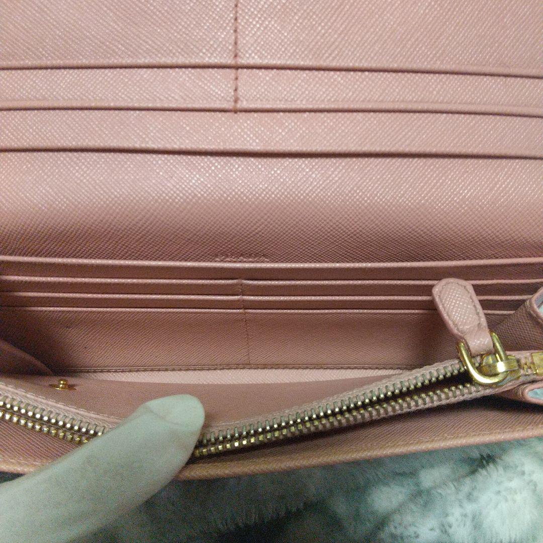 PRADA　サフィアーノレザー リボン付き長財布 ピンクベージュ