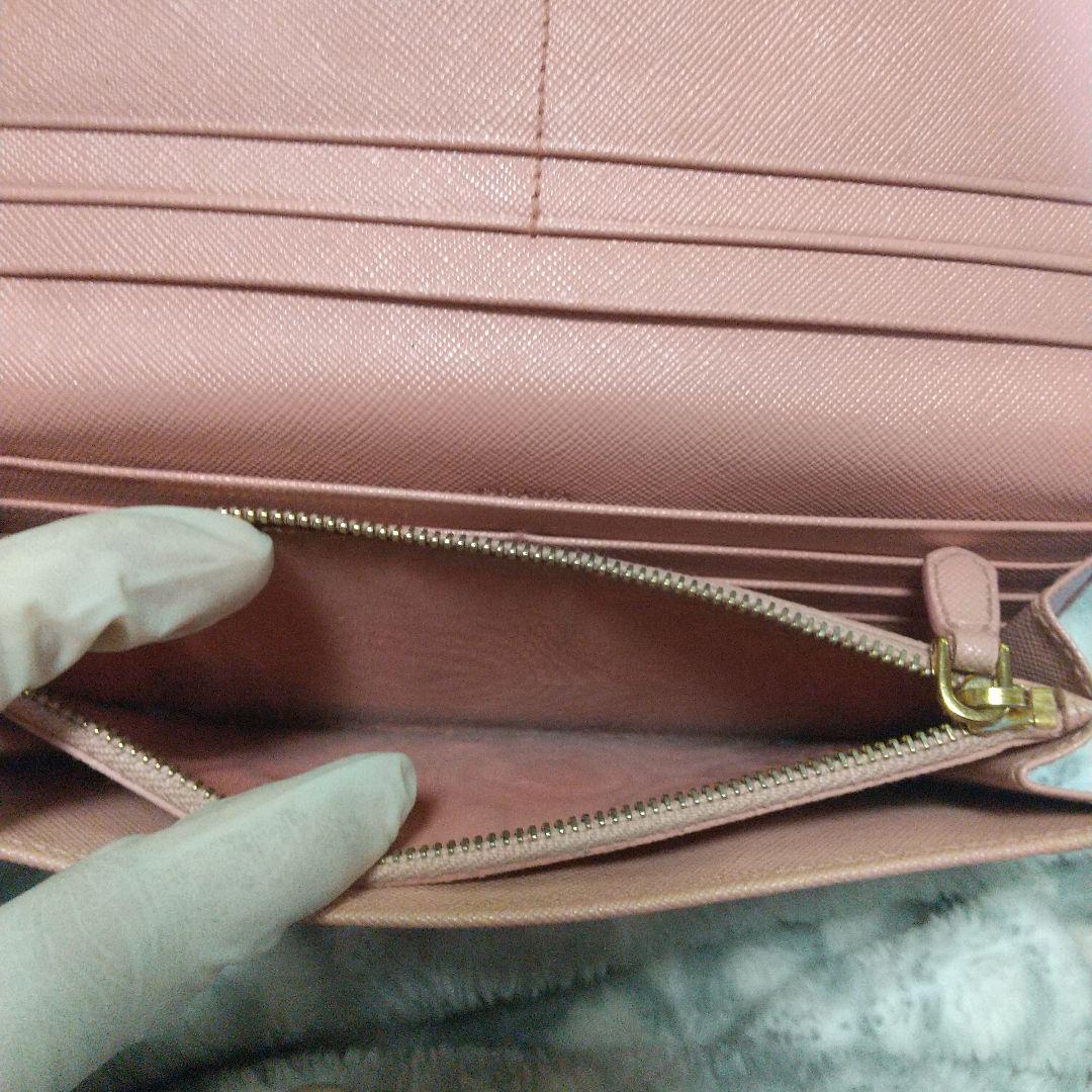 PRADA　サフィアーノレザー リボン付き長財布 ピンクベージュ