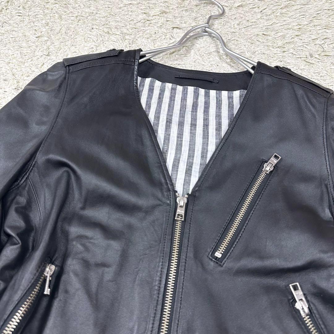美品】Rawtus レザージャケット 羊革 リネン M相当 洗濯可