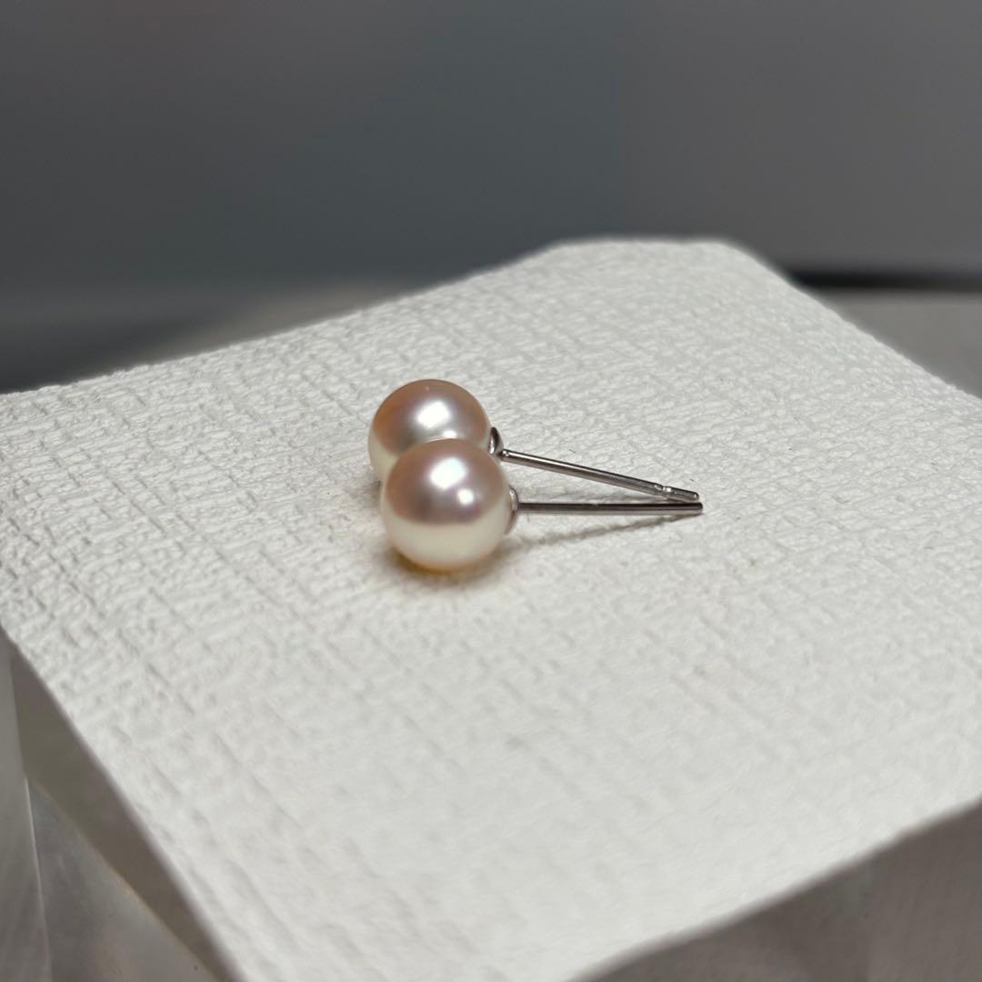F8 テリ9 あこや真珠　7-7.5 オーロラ　本真珠　パールピアス