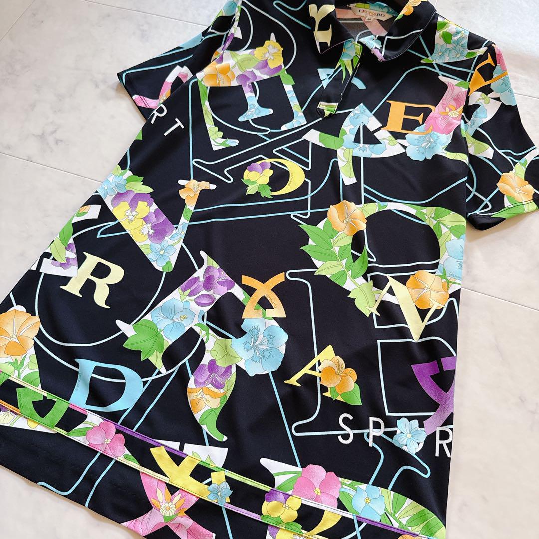 レオナール カシミヤ ニット チュニック トリム 花柄 38 M相当