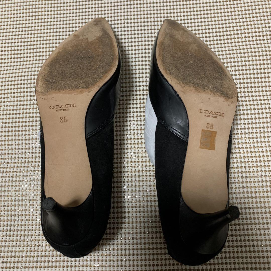 最終決算 COACHコーチ 黒パンプス 25cm 8M 靴