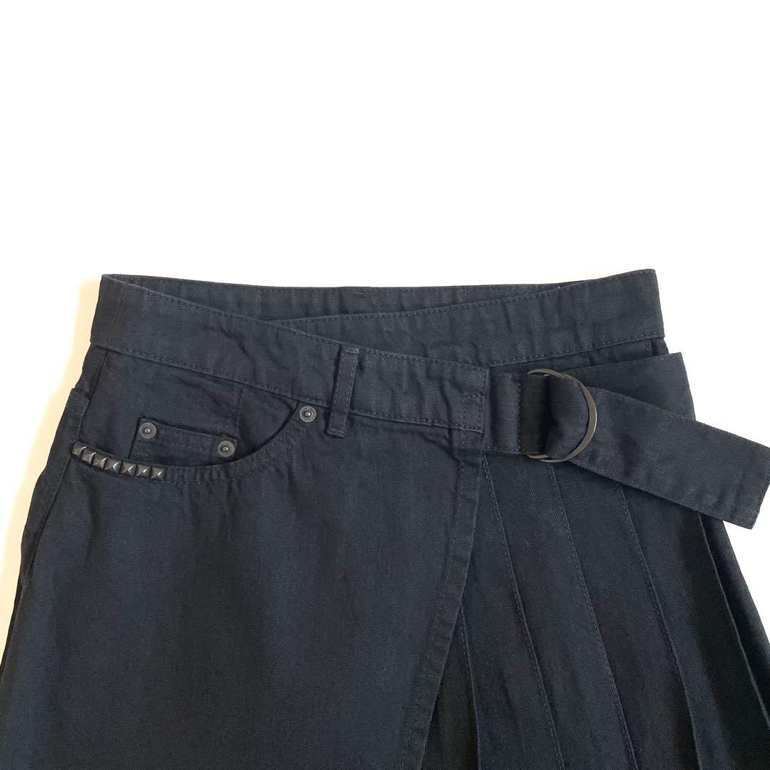 4651【美品】ヒステリックグラマー　ロングプリーツスカート スタッズ 黒　S
