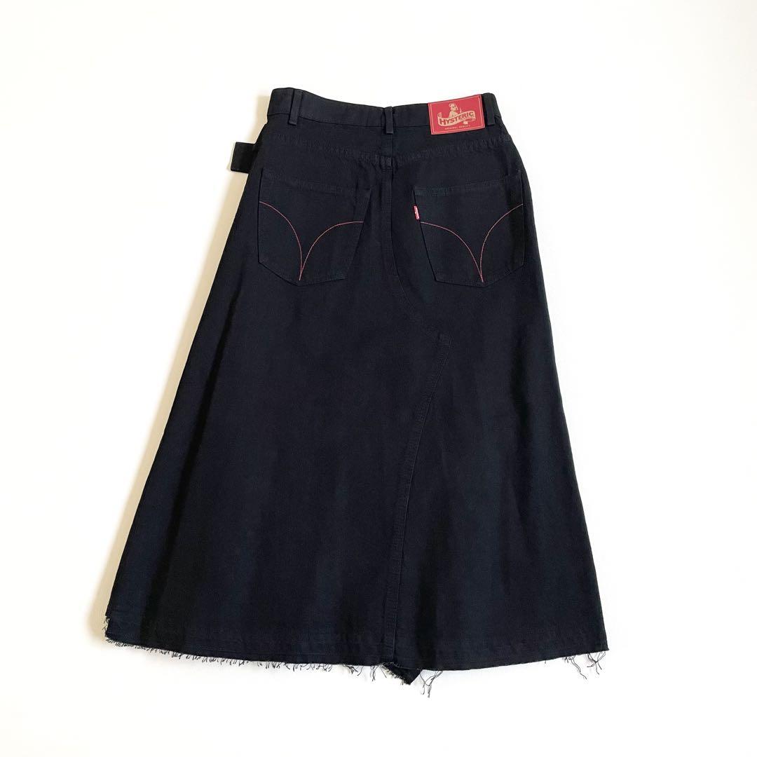 4651【美品】ヒステリックグラマー　ロングプリーツスカート スタッズ 黒　S