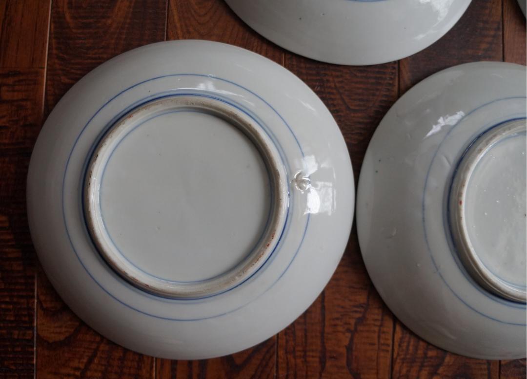 横山様ご予約品★古皿・大皿・印判・アンティーク・色絵5枚セット・華・食器・陶器