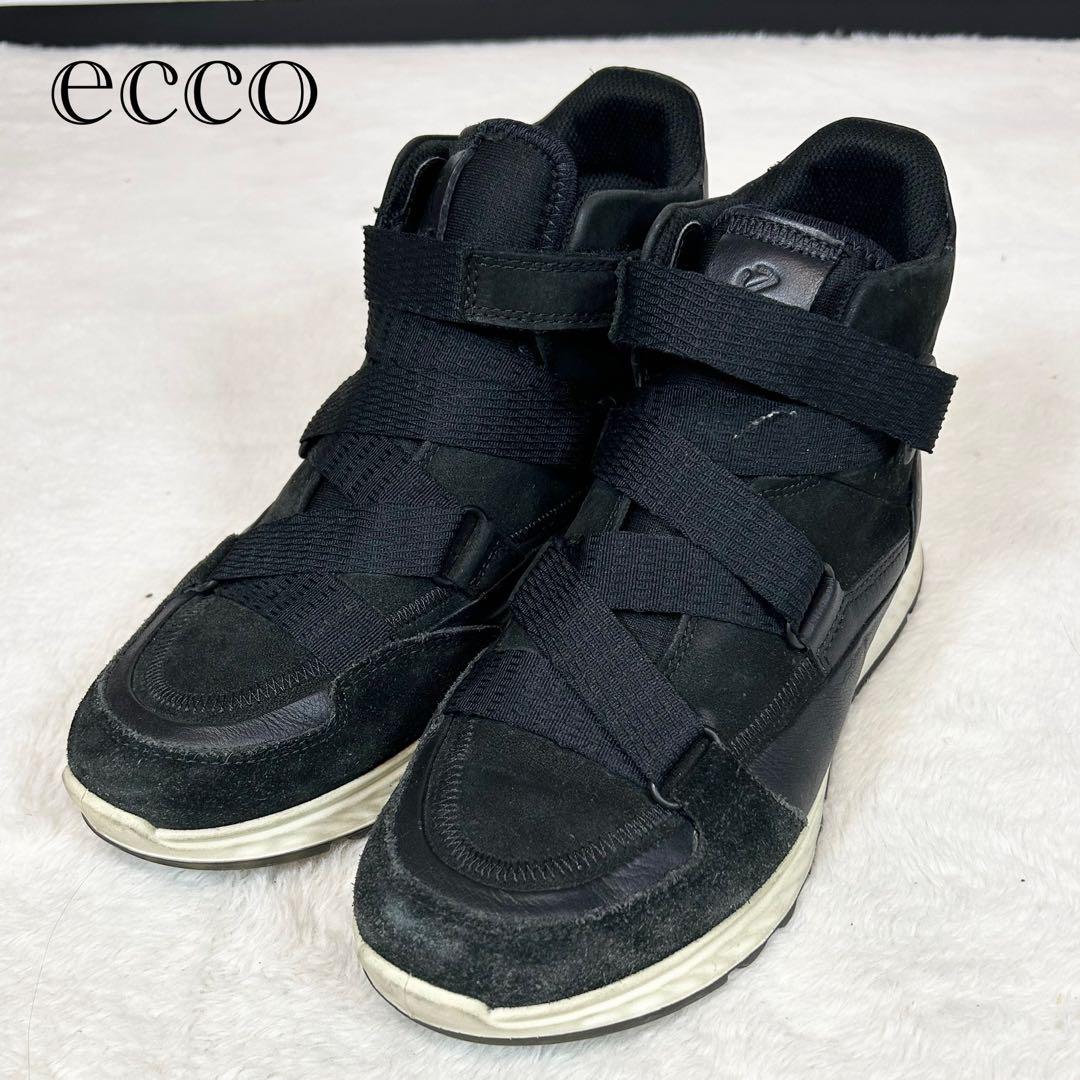 ecco ST.1W ハイカットスニーカー　ブラック　レザー　24.0cm