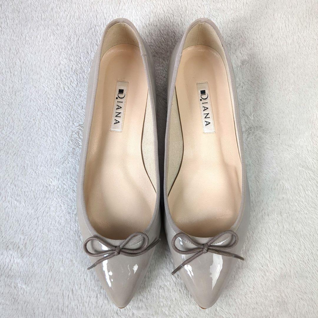 DIANA ダイアナ パンプス リボン エナメル グレー サイズ23 日本製