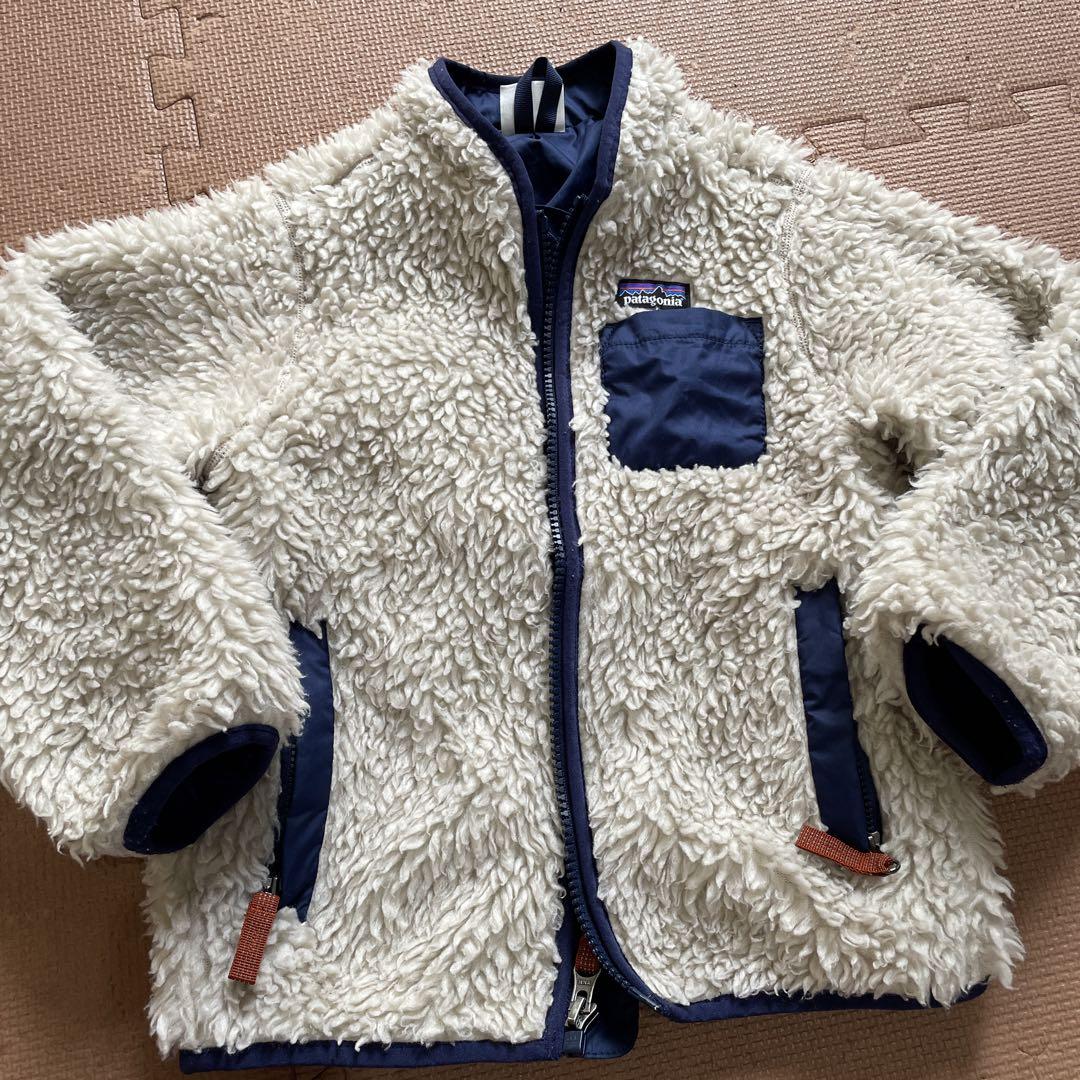 Patagonia フリースジャケット 5T アイボリー/ネイビー超 安い
