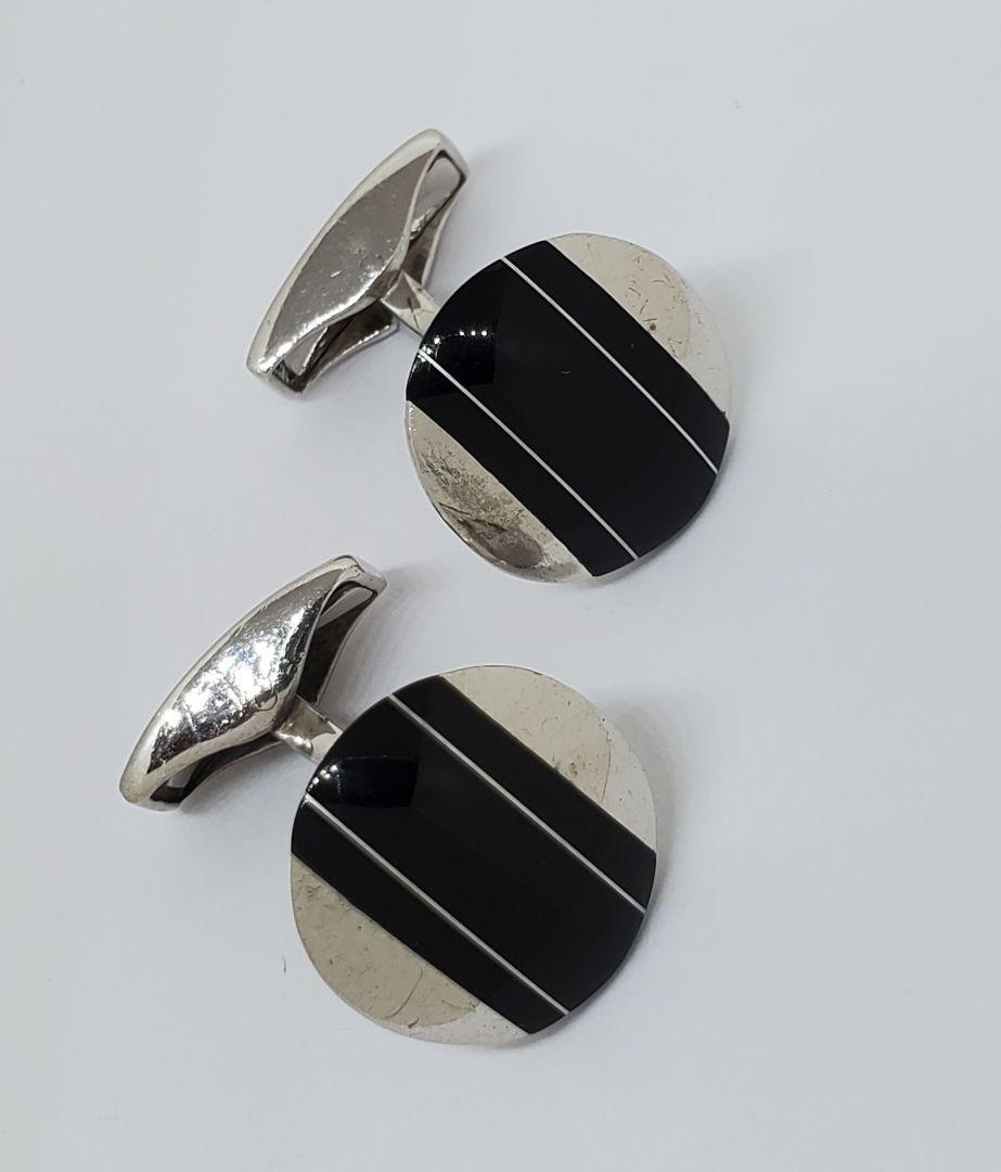 TATEOSSIAN LONDON　オニキス×シルバー925　カフリンクス