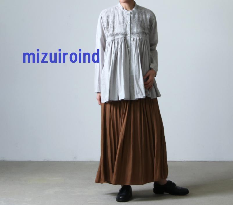 専用　【新品】mizuiroind　スタンドカラーピンタックシャツ　ライトグレー