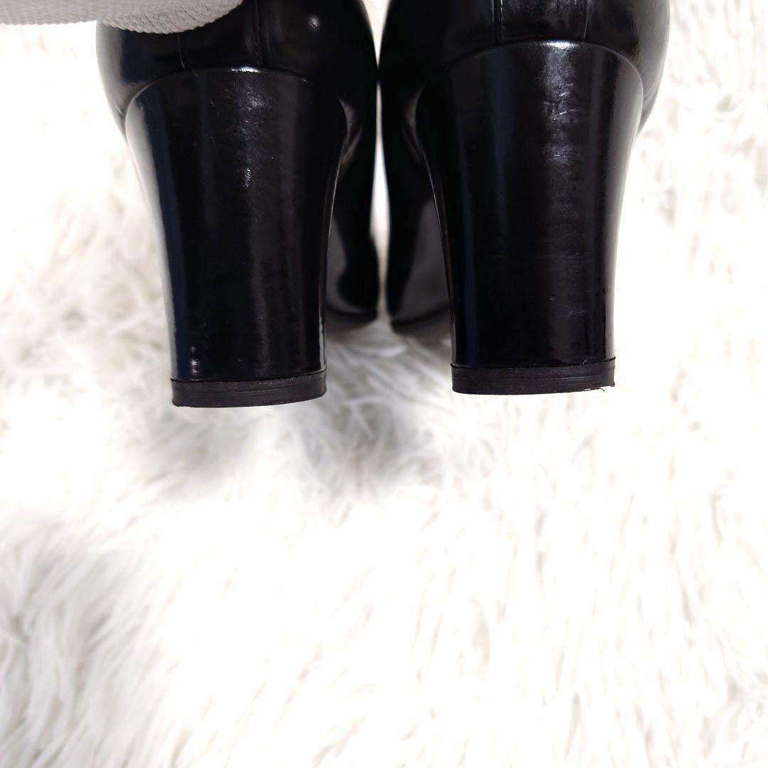 【美品】グッチ パンプス ホースビット エナメル ヒール 黒 サイズ36