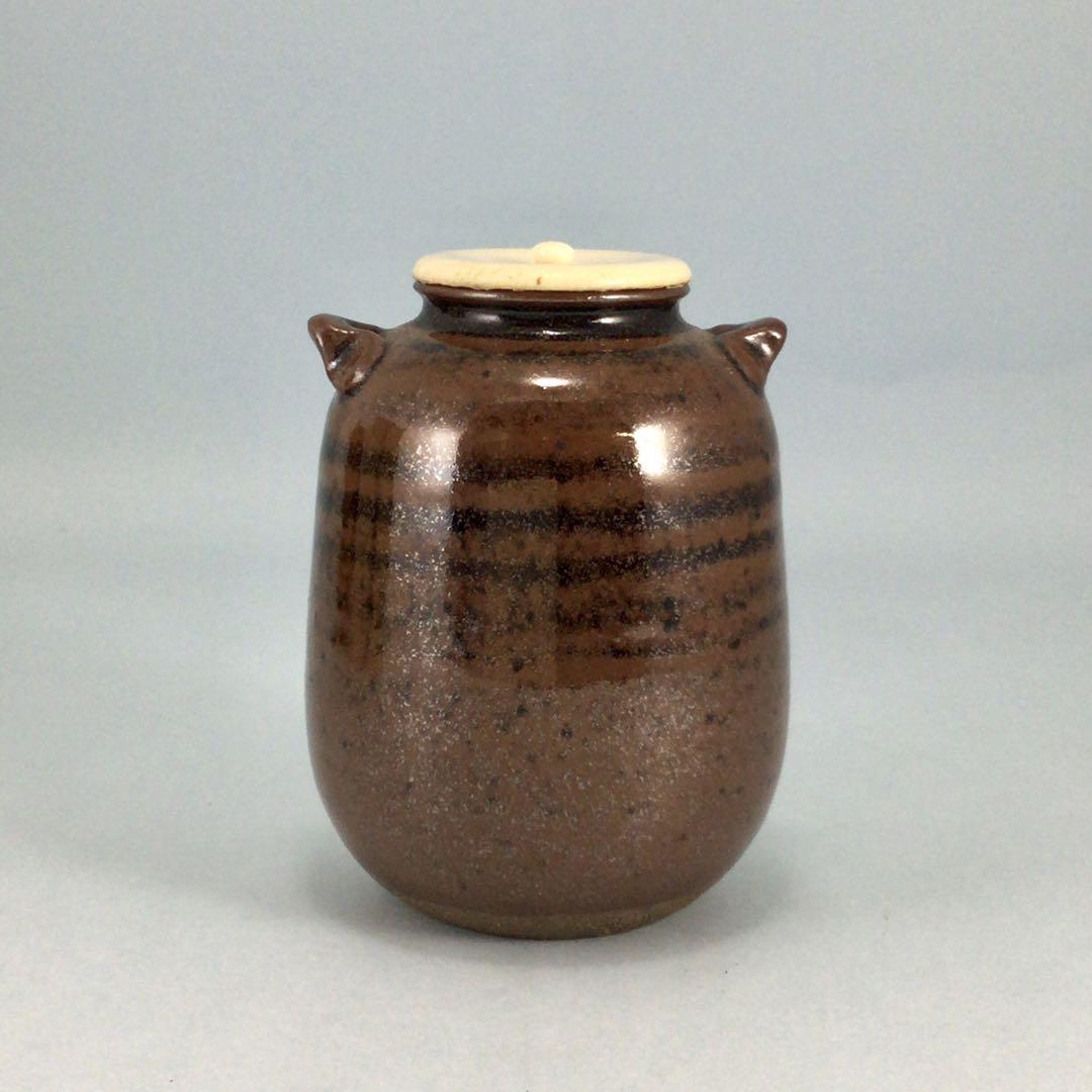 Y1673-4 茶道具 松本鐵山 古瀬戸 耳付茶入 共箱　よ 松本鉄山 古瀬戸写耳付茶入 共箱 茶道具 - メルカリ
