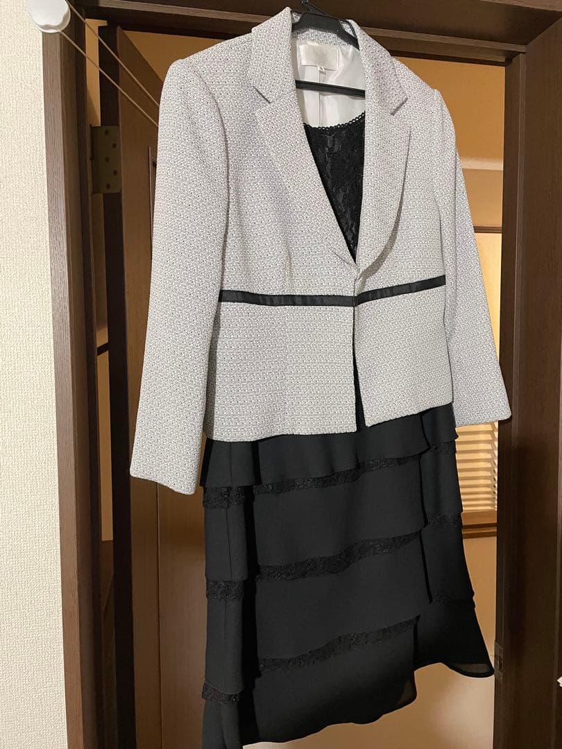ホワイト/ブラック ジャケットワンピース ドレス セット サイズ15 5,500円