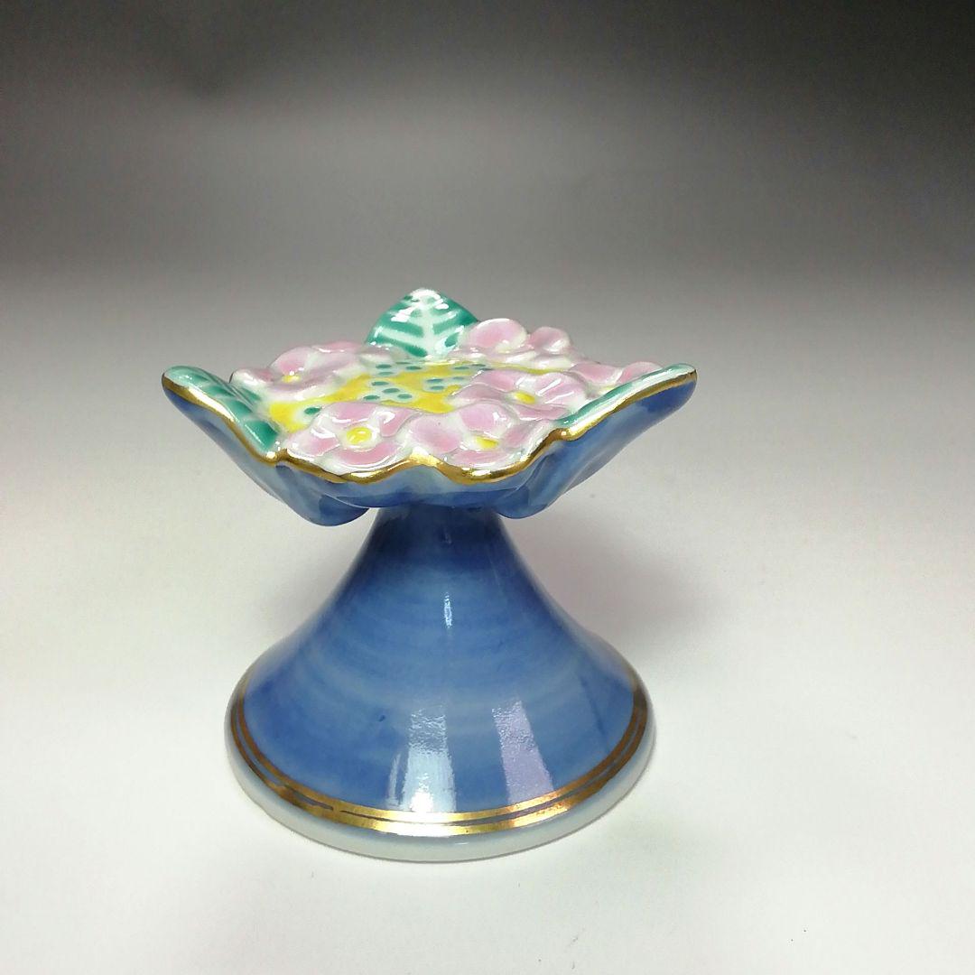 Ｓ２７０　蓋置　『色絵　あじさい』『高野昭阿弥　作』　共箱　茶道具