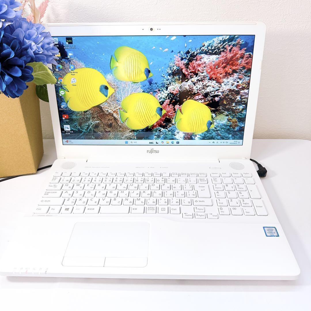 格安❤️富士通ホワイトノートパソコン❤️設定済みすぐ使える❤️Windows11♡