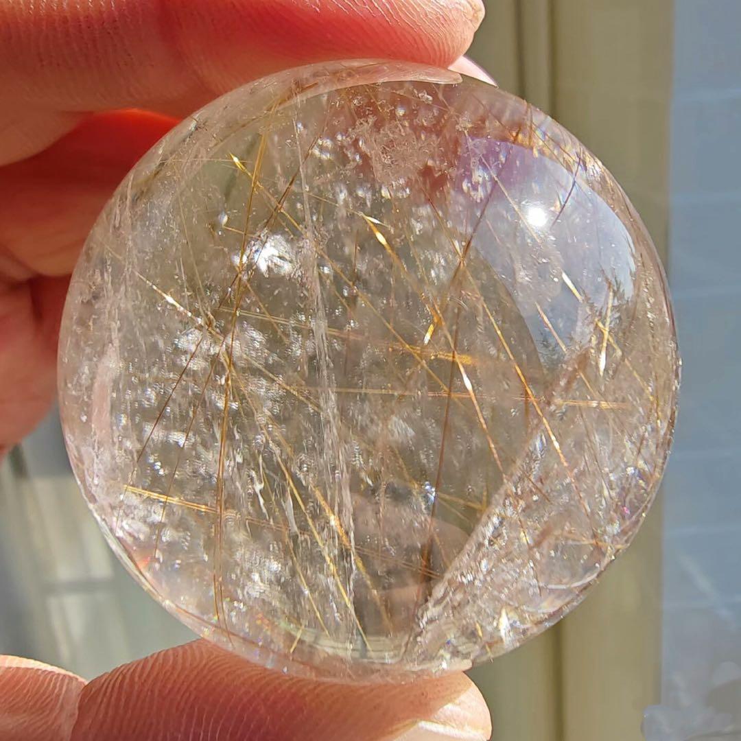 天然石ルチルクォーツのスフィア 丸玉