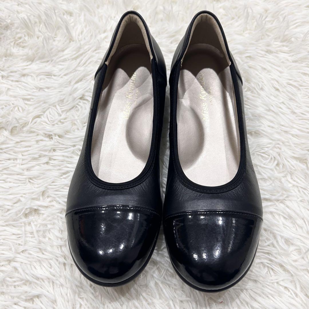 美品✨ミスキョウコ＊軽量 エナメル コンビ フラットシューズ 23.5㎝ 4E