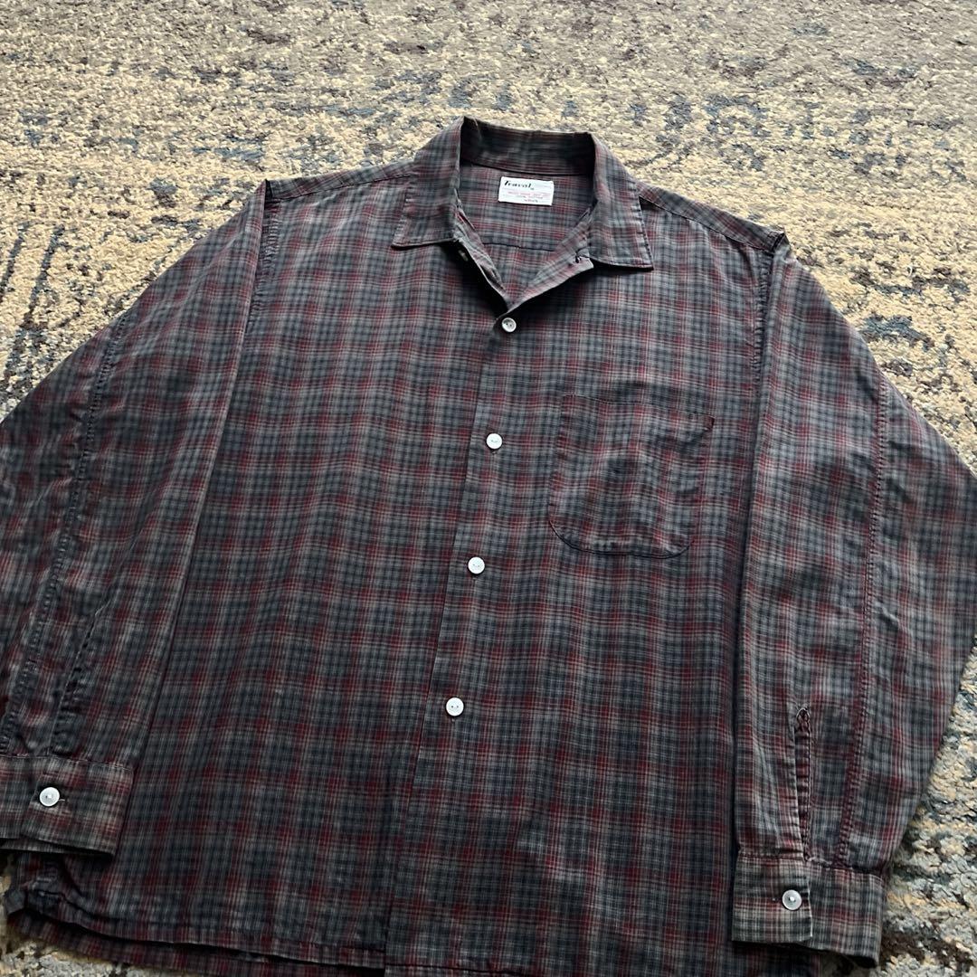 60s Truval シャツ コットン オープンカラー 検 50s レーヨン