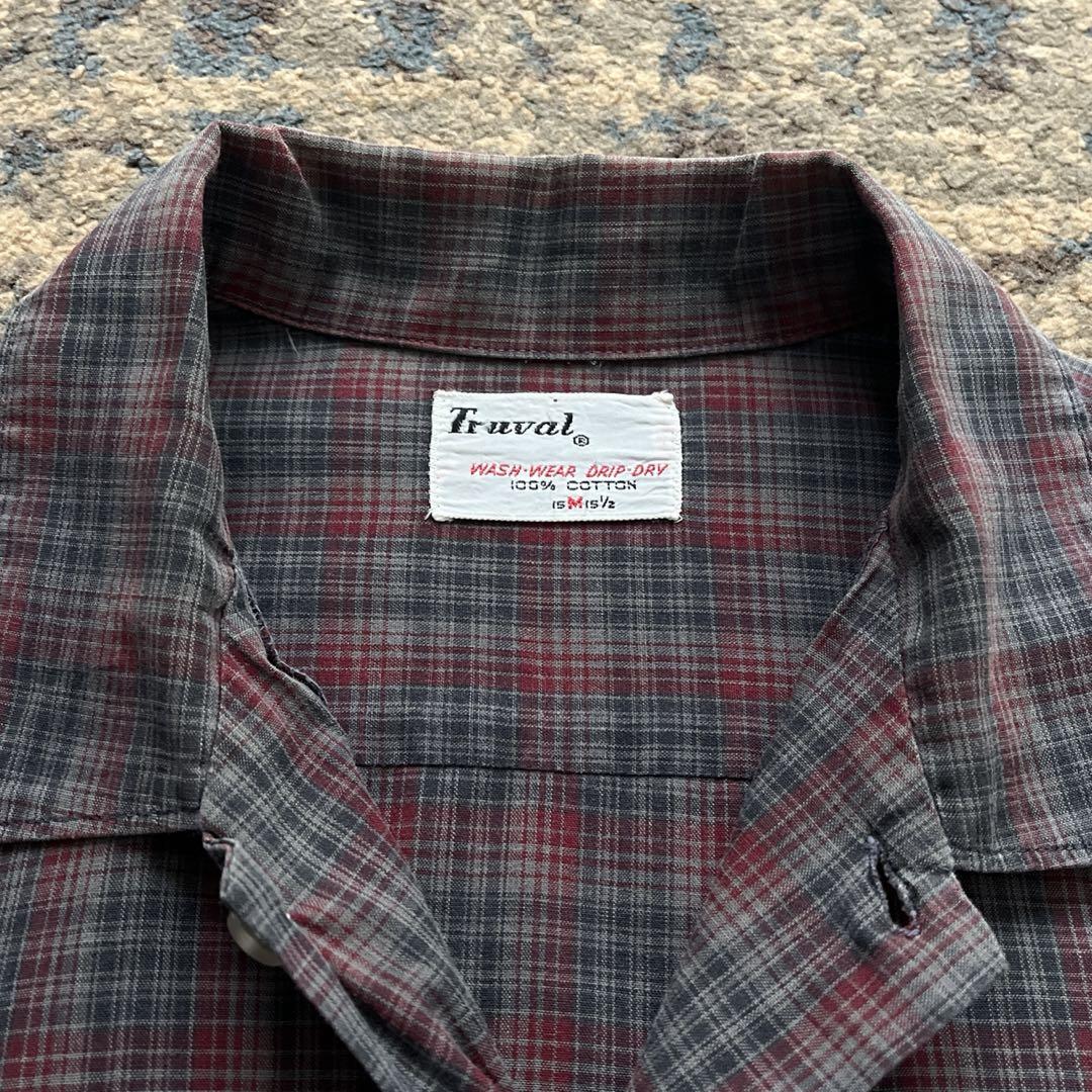 60s Truval シャツ コットン オープンカラー 検 50s レーヨン