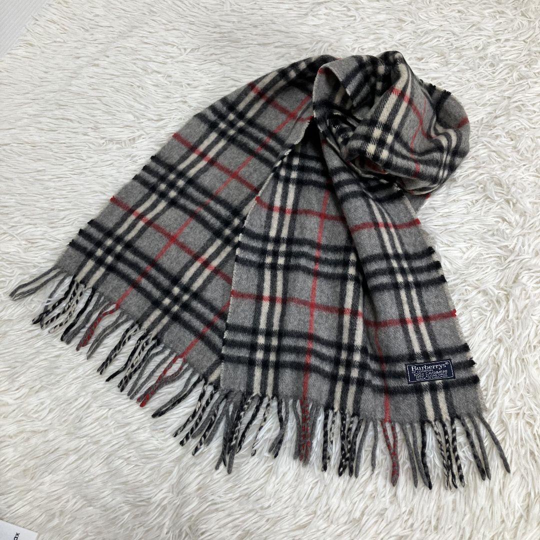 ✨美品✨バーバリー ノバチェック カシミヤ100% マフラー グレー 125cm