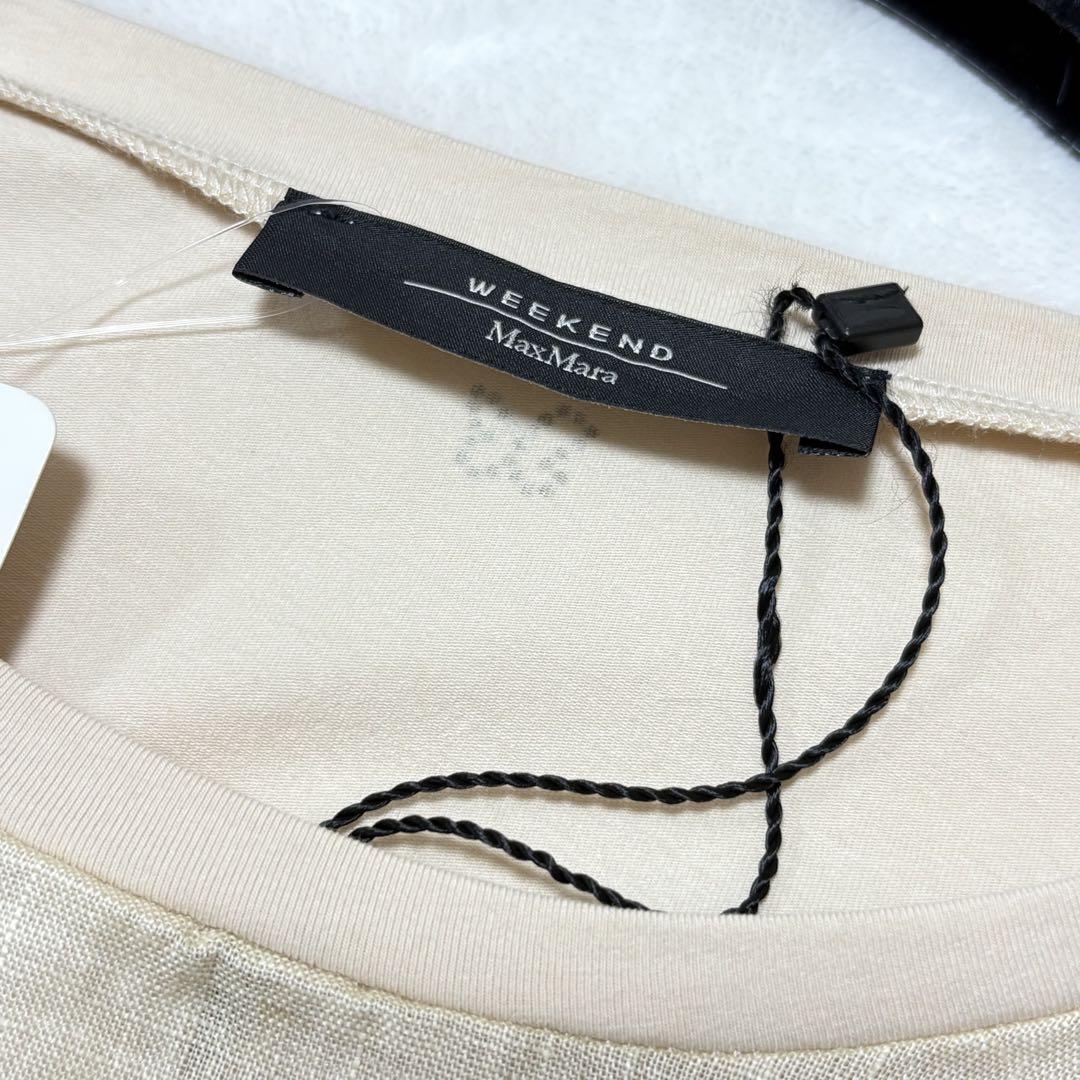 新品タグ付 WEEKEND MAXMARA トップス 麻 切り替え ビーズ装飾 新品タグ付 WEEKEND MAXMARA トップス 麻 切り替え ビーズ装飾