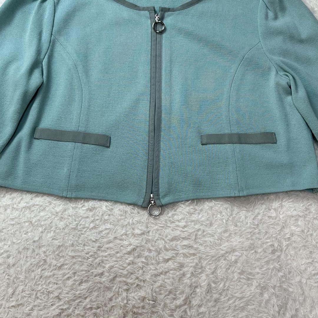ルネ　Rene カーディガン　ボレロ　半袖　ダブルジップ　ミントグリーン　38 ルネ Rene カーディガン ボレロ 半袖 ダブルジップ ミント