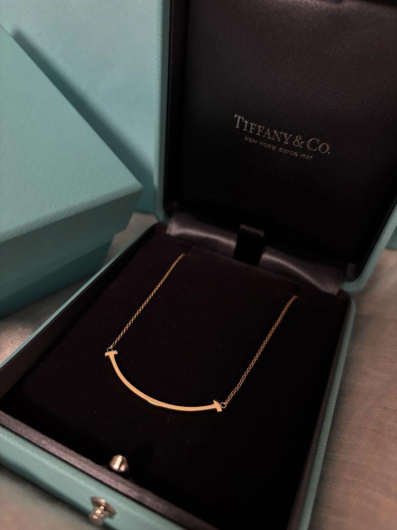 【SALE】大人気Tスマイル★ローズゴールドネックレス TIFFANY&Co. ティファニー Tスマイル ネックレス 18金 K18ピンク