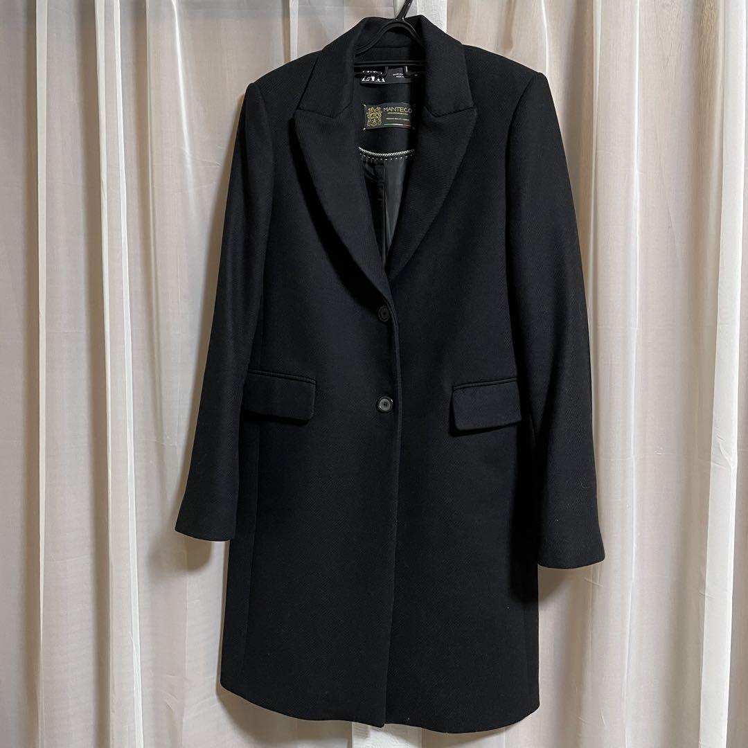 美品　ZARA マンテコ　チェスターコート　M ZARA MANTECO マンティコ 女優襟 ロングコート 黒 Mサイズ