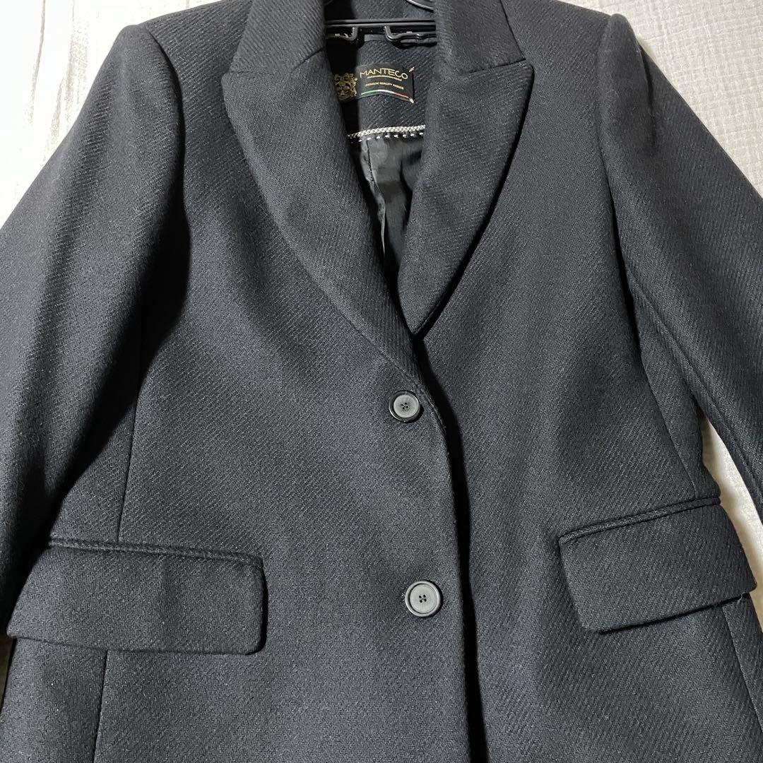 ザラ ZARA ロング チェスターコート マンテコ シングルブレスト 黒 S 美品 ZARAザラ MANTECOマンテコ チェスターロングコート