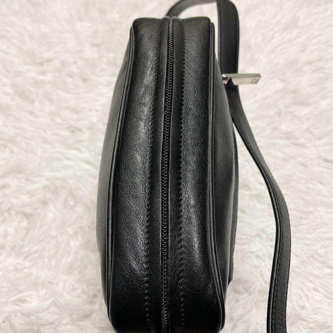 極美品 ロゴ型押し 斜めがけ レザー 黒 LD5Qo-m66430644446 ロエベ アナグラム ショルダーバッグ 在庫超歓迎