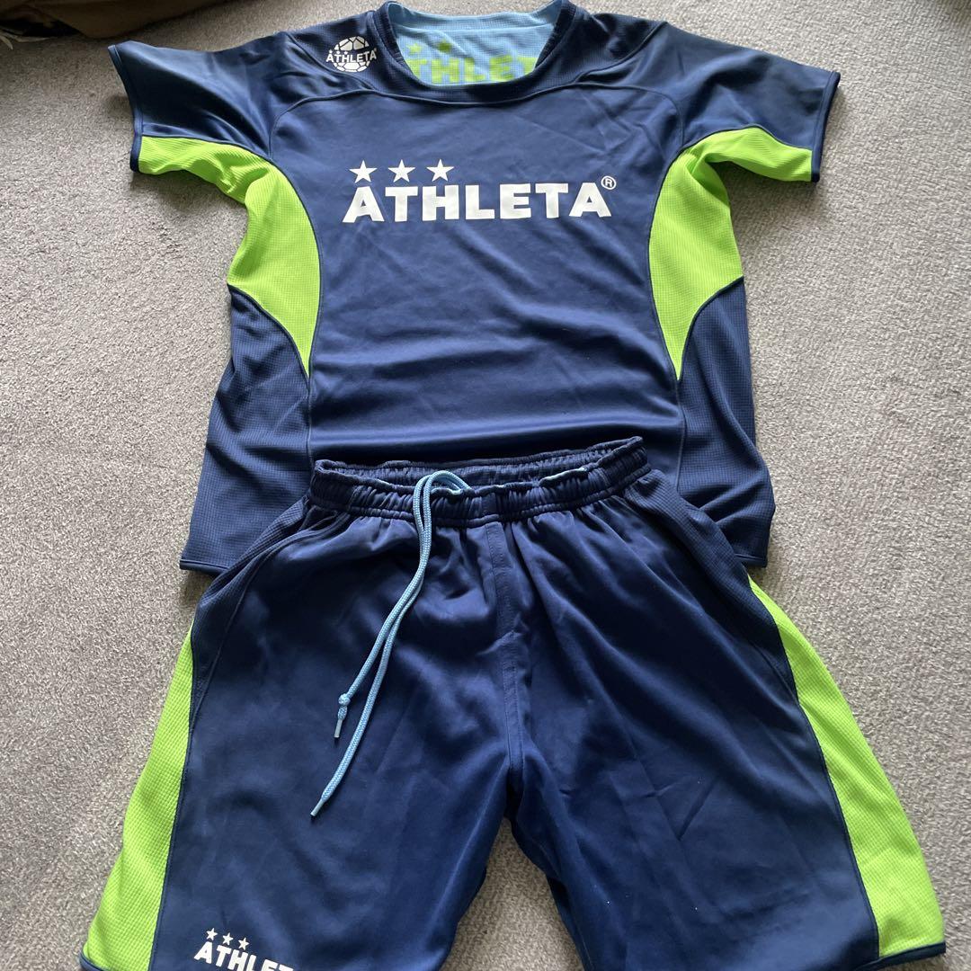 ATHLETA サッカーウェア 3点セット ネイビー ATHLETA アスレタ トレーニングジャージSH＆ロングPT 大人用
