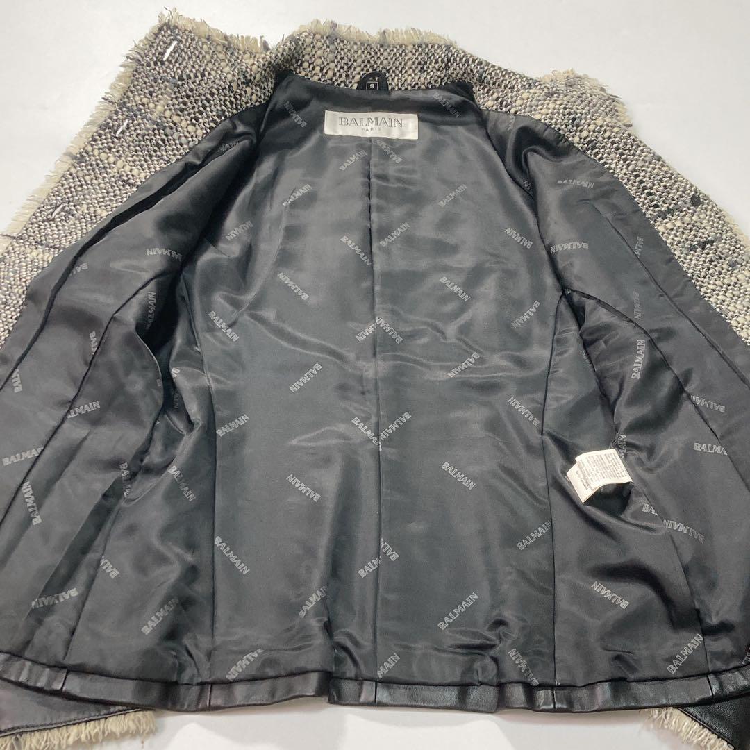 BALMAIN バルマン レザージャケット ラムレザー フリンジ 9 M