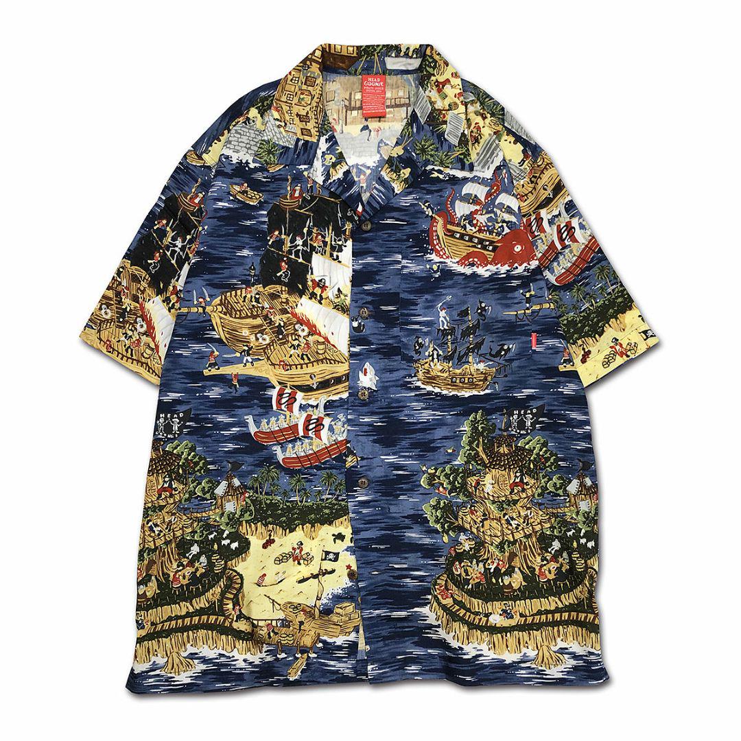 ヘッドグーニー アロハシャツ　headgoonie 海賊 日本製 柄シャツ
