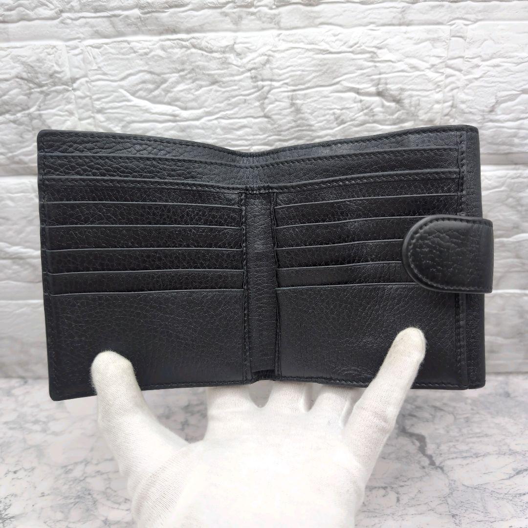 美品 GUCCI グッチ インターロッキング 折り財布 黒