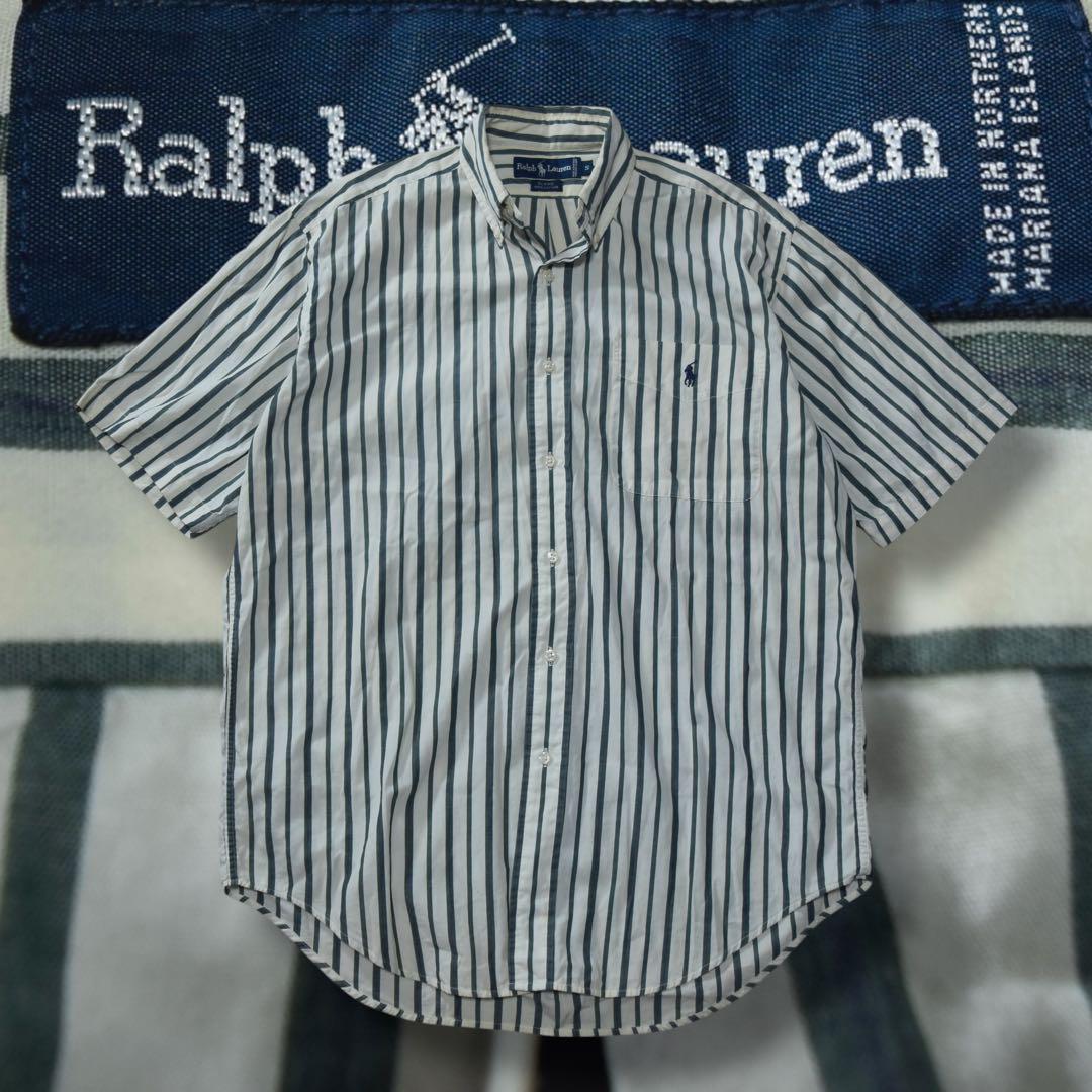 90s Ralph Lauren BLAIRE 半袖シャツ ストライプアイボリー