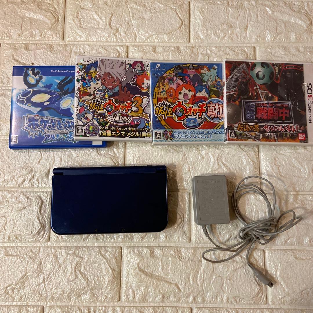 new ニンテンドー3DS LL/ブルー本体、充電器　ソフト4本付き